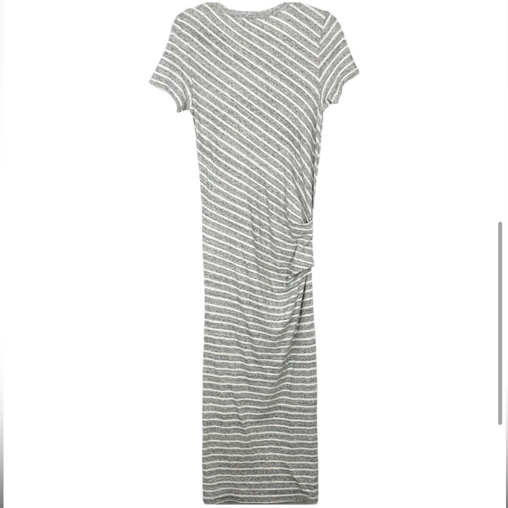🏖️ James Perse Heather Grey & White Stripe Short - Sleeve Maxi Dress M / 2